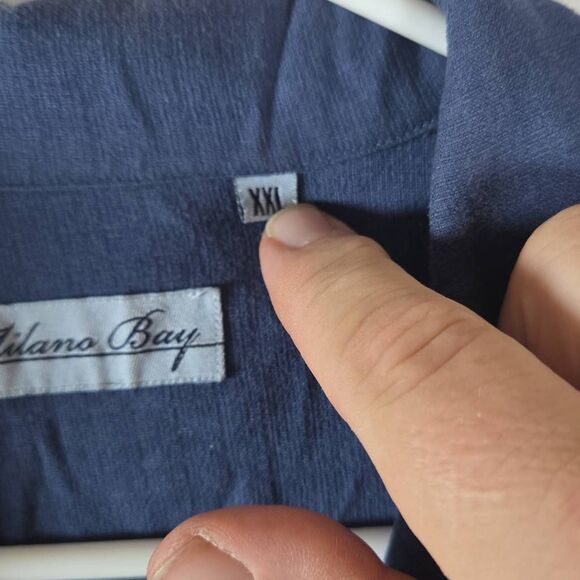 Milano Bay Men's Two-tone Colorblock Short Sleeve Button-up Camp Shirt Blue 2XL - Picture 3 of 7